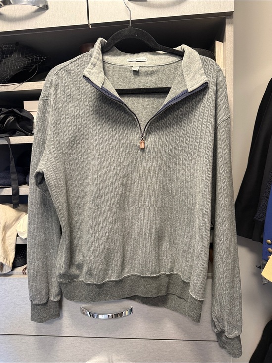 Peter Millar Other - Men's M Peter Millar Gray herringbone Quarter-Zip cotton Sweater